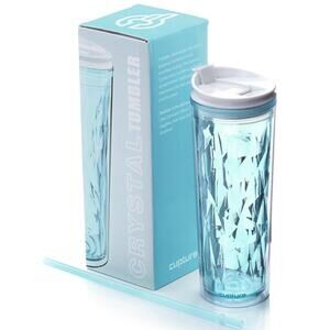Crystal Click & Seal Shake Tumbler Cup for Hot or Cold Drinks- Teal Aquamarine